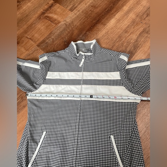 Talbots women's sport jacket windbreaker gingham striped MEDIUM athleisure zipup - Picture 14 of 15